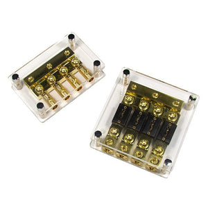 Fused and Ground Distribution Blocks DFD3/4G Set 50mm 3x in 4x out