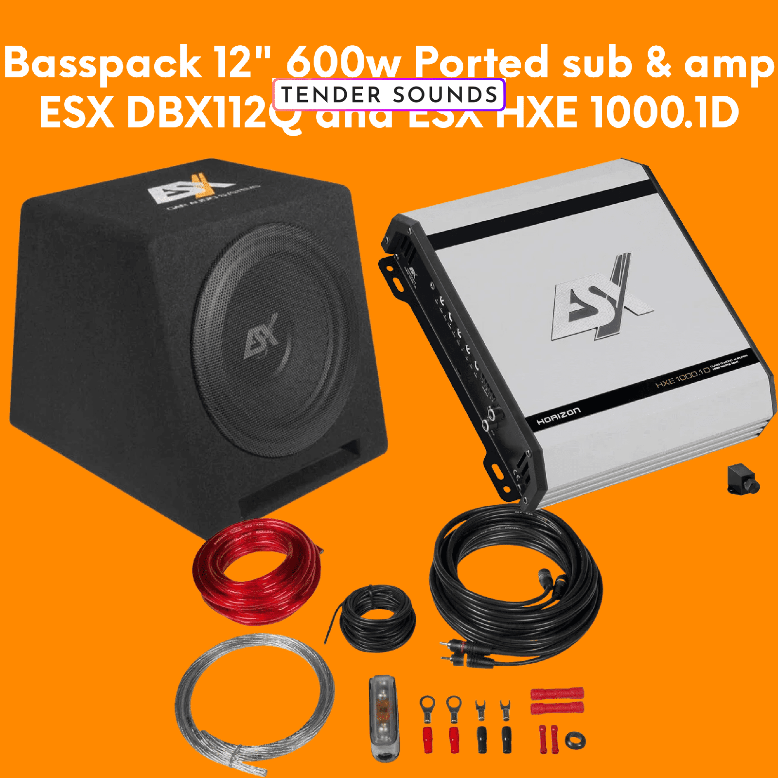 ESX DBX 12" Bass-Pack 600w Ported sub and amp ESX DBX112Q & HXE 1000.1D