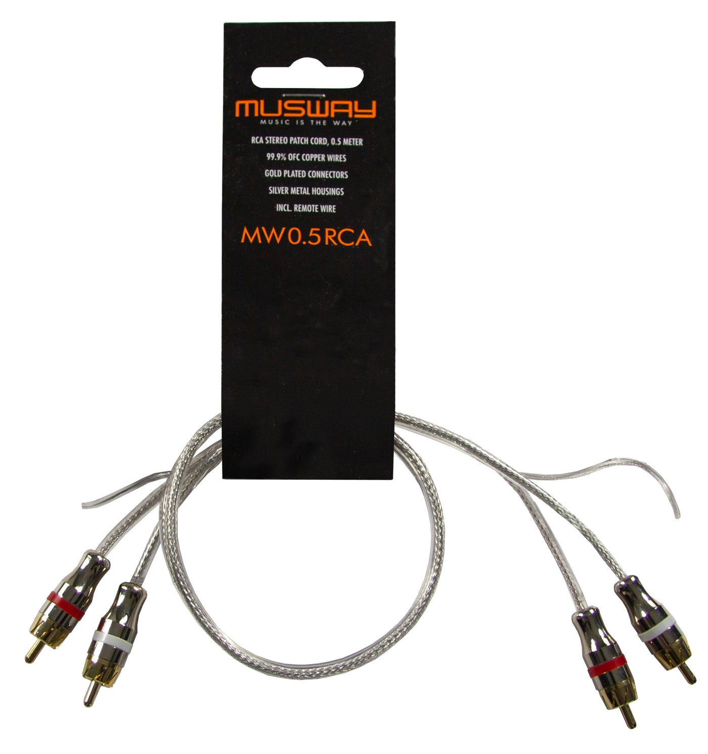 Musway MW0.5RCA - RCA STEREO PATCH CORD MADE FROM FULL COPPER (99,9% OFC), 0,5 METER