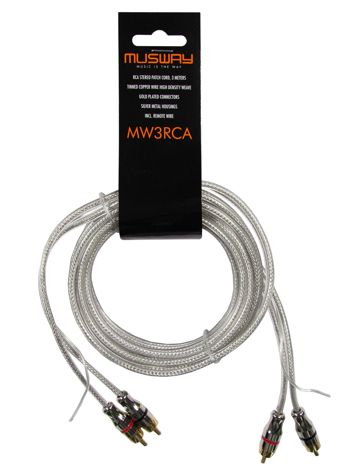 Musway MW3RCA - RCA STEREO PATCH CORD MADE FROM FULL COPPER (99,9% OFC), 3 METERS