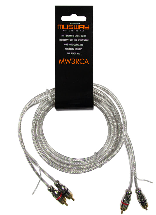 Musway MW3RCA - RCA STEREO PATCH CORD MADE FROM FULL COPPER (99,9% OFC), 3 METERS