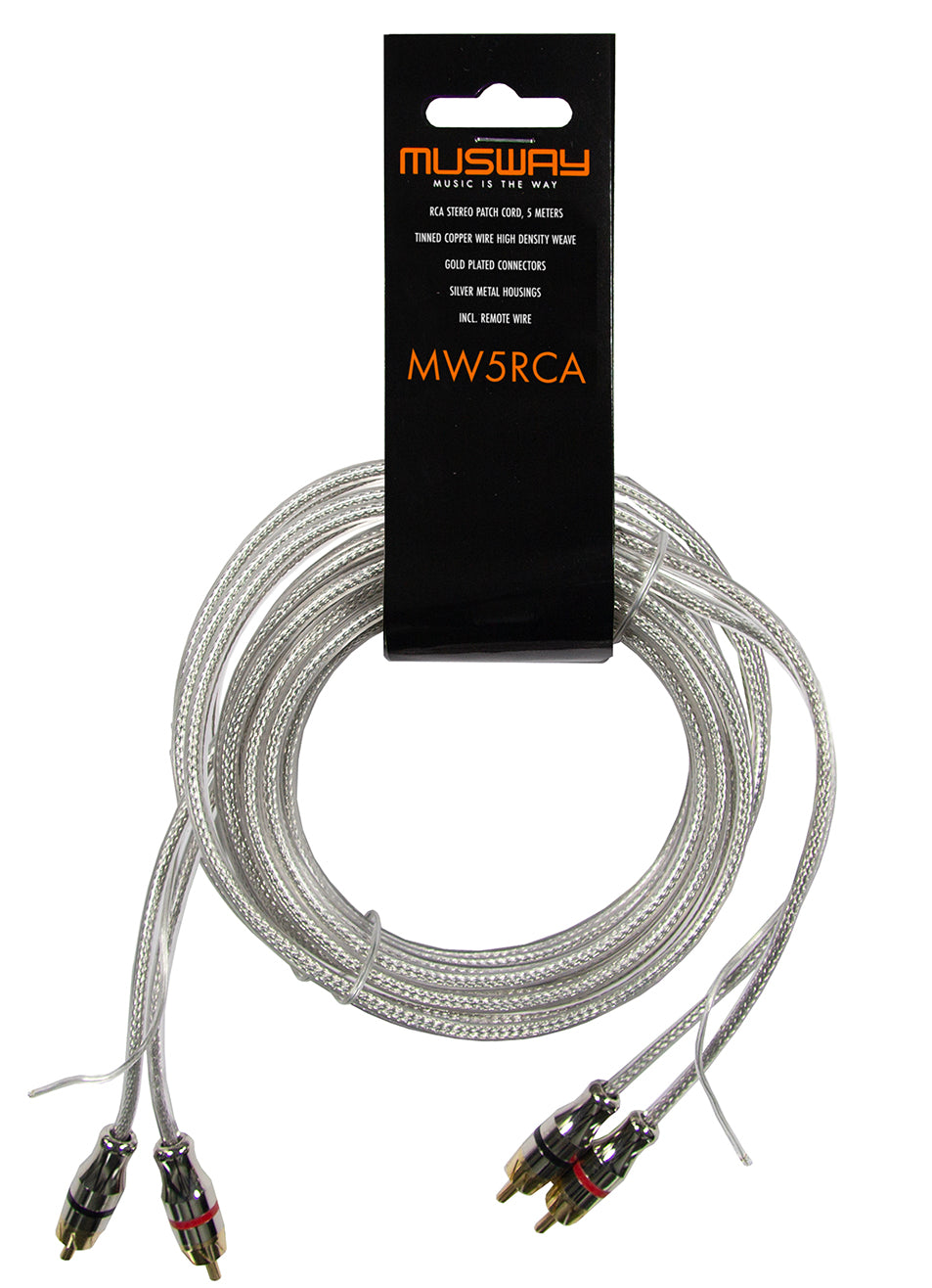 Musway MW5RCA - RCA STEREO PATCH CORD MADE FROM FULL COPPER (99,9% OFC), 5 METERS